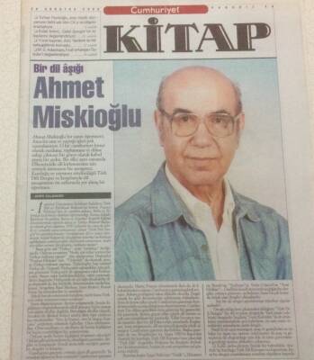Cumhuriyet Gazetesi Kitap Eki 28 Ağustos 2003 - Bir Dil Aşığı Ahmet Miskioğlu GZ48530 - 1