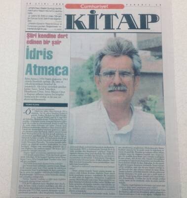 Cumhuriyet Gazetesi Kitap Eki - 28 Eylül 2000 - Şiiri Kendine Dert Edinen Bir Şair İdris Atmaca GZ46652 - 1