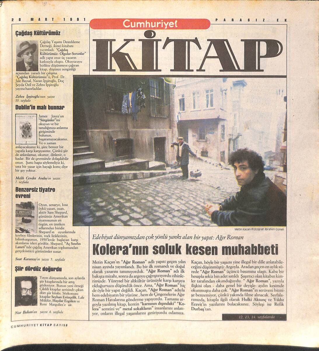 Cumhuriyet Gazetesi Kitap Eki 28 Mart 1991 - Kolera'nın Soğuk Kesen Muhabbeti - Tek Bir İnsan Bilimine Doğru GZ137485 - 1