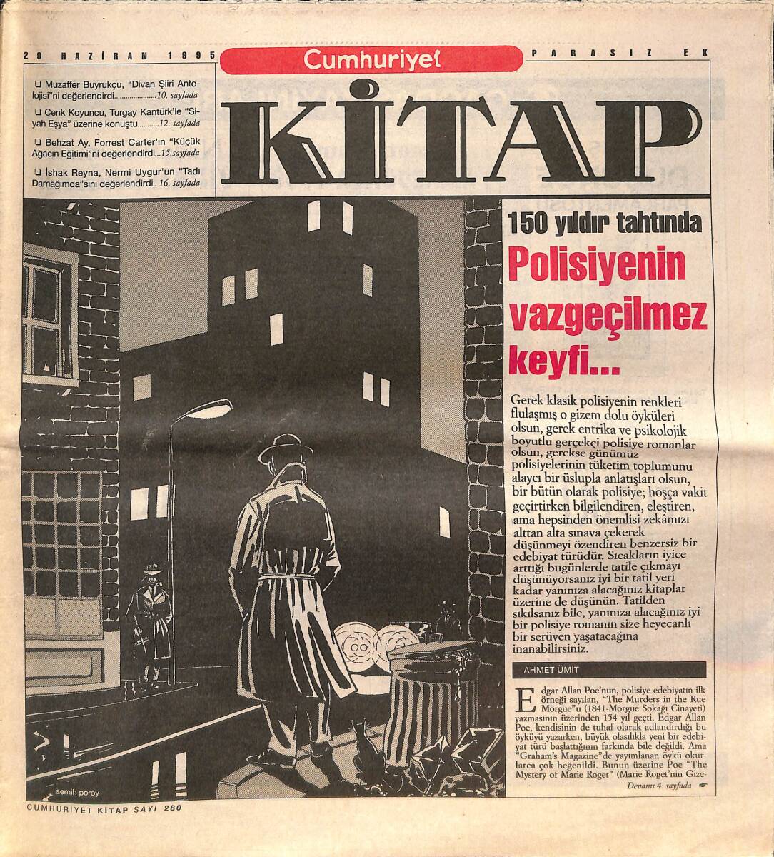 Cumhuriyet Gazetesi Kitap Eki 29 Haziran 1995 - 150 Yıldır Tahtında Polisiyenin Vazgeçilmez Keyfi - Adnan Özyalçıner'den Öykülerle Anıtlarımız GZ137575 - 1