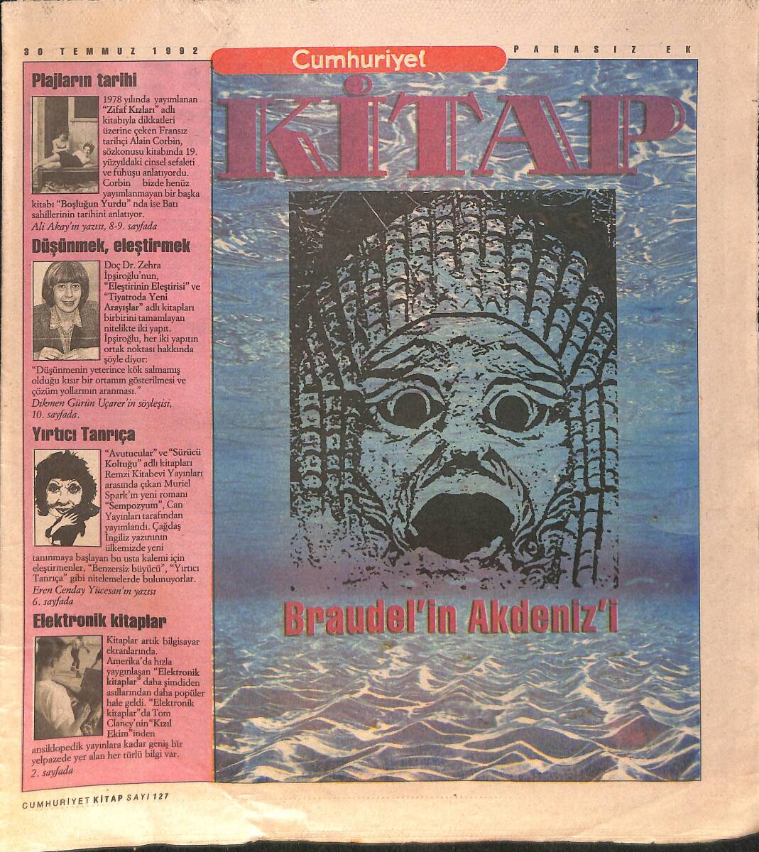 Cumhuriyet Gazetesi Kitap Eki 30 Temmuz 1992 - Plajların Tarihi - Elektronik Kitaplar GZ154524 - 1