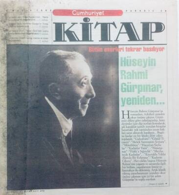 Cumhuriyet Gazetesi Kitap Eki - 4 Mayıs 1995 - Bütün Eserleri Tekrar Basılıyor Hüseyin Rahmi Gürpınar Yeniden.. GZ43492 - 1