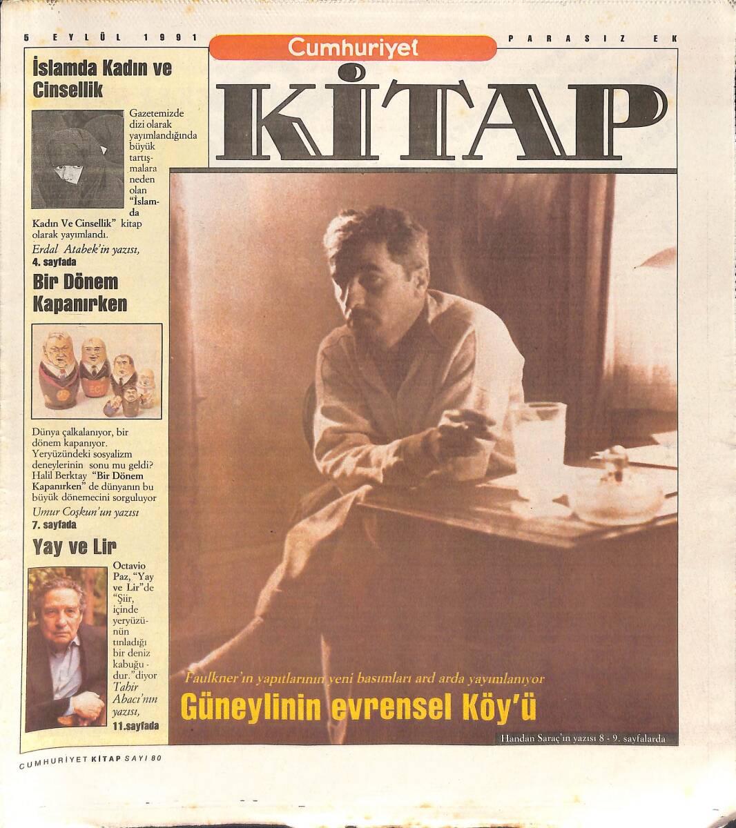 Cumhuriyet Gazetesi Kitap Eki 5 Eylül 1991 - İslam'da Kadın Ve Cinsellik - Akıbete İnanmayan Yazar GZ137371 - 1