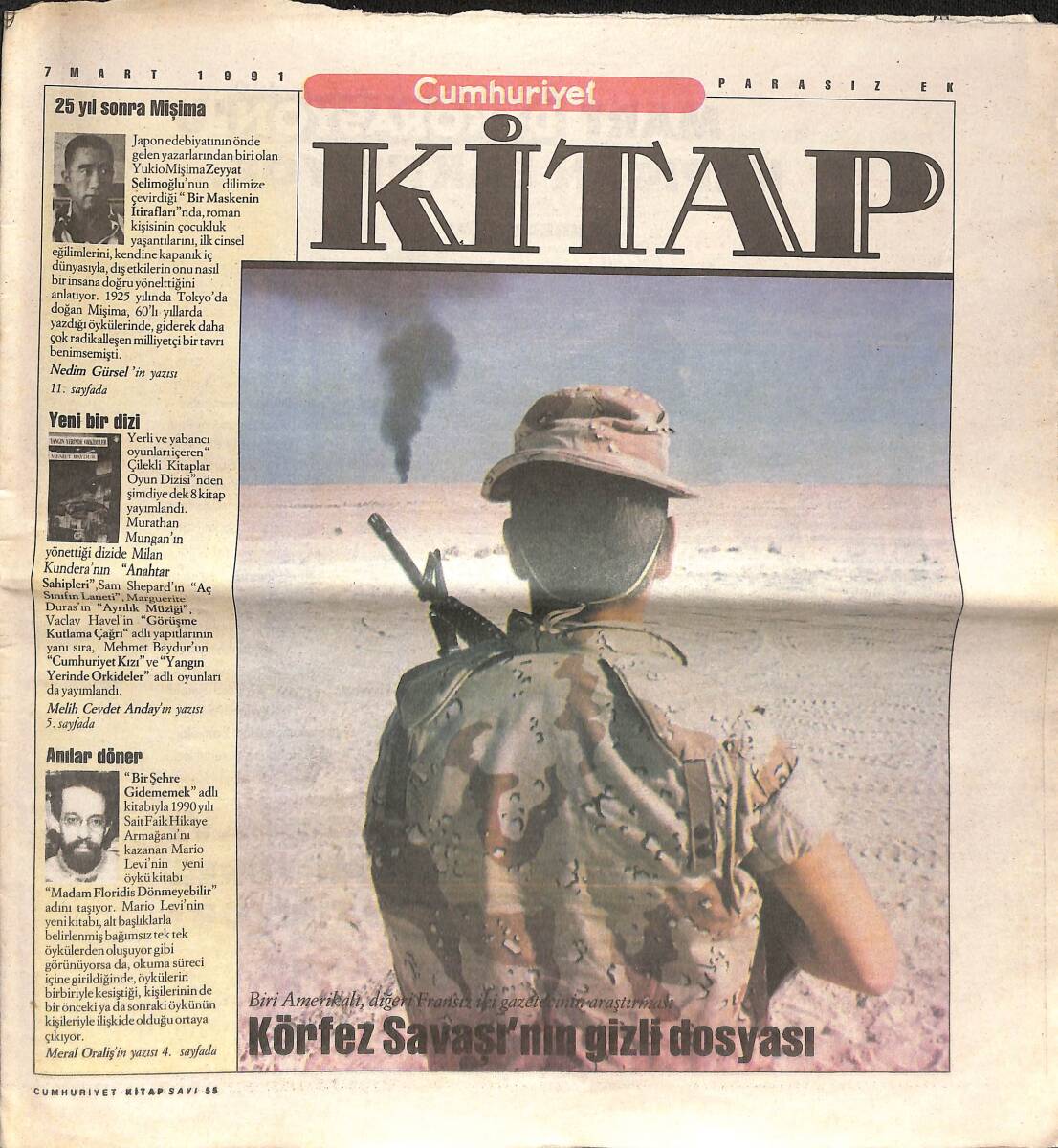 Cumhuriyet Gazetesi Kitap Eki 7 Mart 1991 - Biri Amerikalı Diğeri Fransız İki Gazetecinin Araştırması Körfez Savaşının Gizli Dosyası GZ137584 - 1