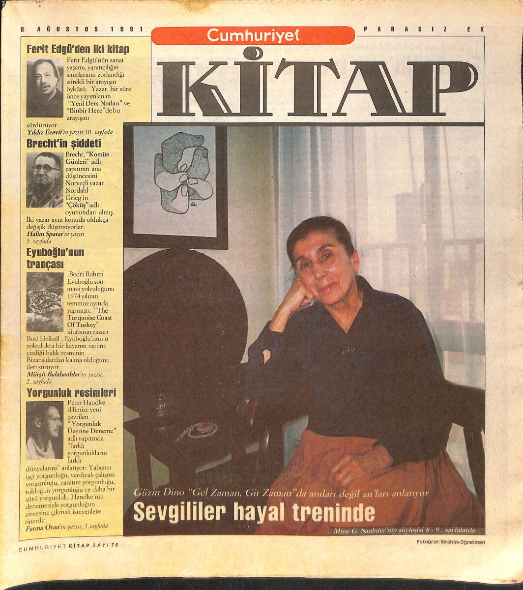 Cumhuriyet Gazetesi Kitap Eki 8 Ağustos 1991 - Sevgililer Hayal Treninde - Anne Karnında Seyahat GZ137470 - 1