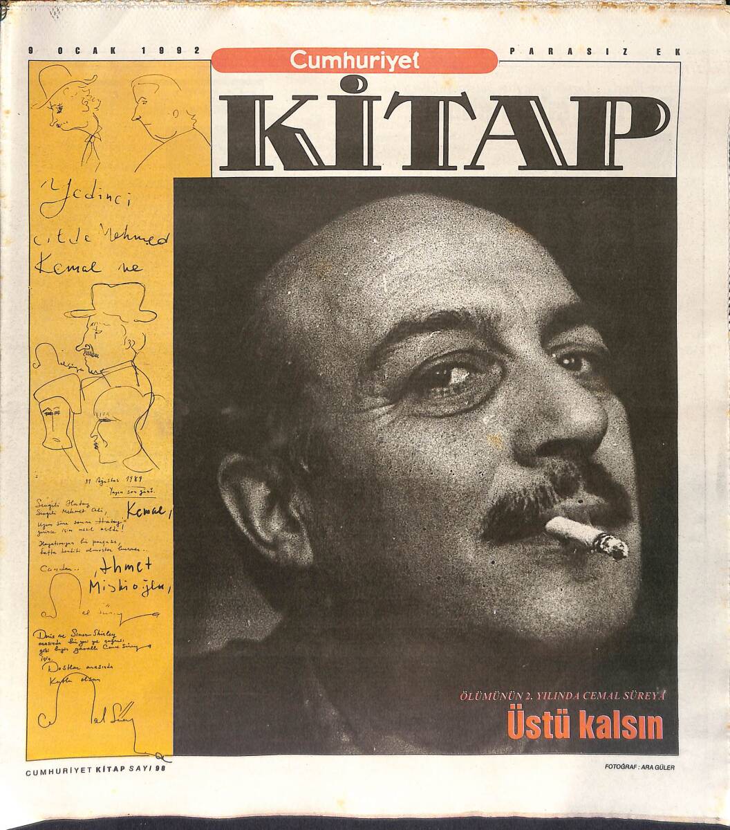 Cumhuriyet Gazetesi Kitap Eki 9 Ocak 1992 - Ölümünün 2. Yılında Cemal Süreyya: Üstü Kalsın - Peru'nun Buğulu Geceleri GZ137386 - 1