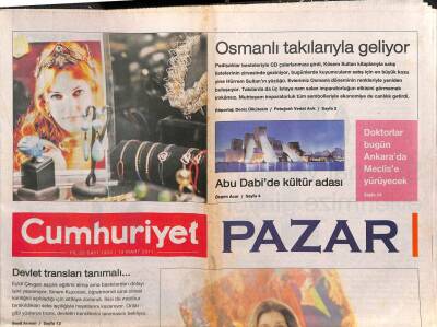Cumhuriyet Gazetesi Pazar Eki 13 Mart 2011 - Abu Dabide Kültür Adası GZ113010 - 1