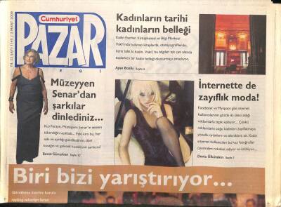 Cumhuriyet Gazetesi Pazar Eki 2 Mart 2008 - Müzeyyen Senrardan Şarkılar Dinlediniz... - Haldun Tanerin Timsahı GZ96912 - 1