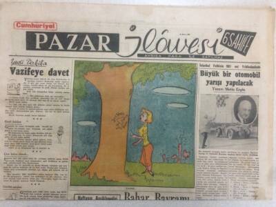 Cumhuriyet Gazetesi Pazar İlavesi 2 Mayıs 1954 - Otomobil Yarışı Yapılacak GZ52251 - 1