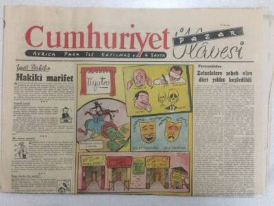 Cumhuriyet Gazetesi Pazar İlavesi 20 Ocak 1952 - Papazın Kızı GZ52266 - 1