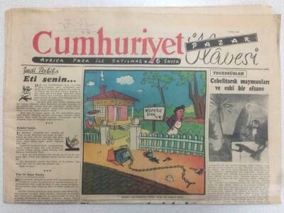 Cumhuriyet Gazetesi Pazar İlavesi 25 Mayıs 1952 - Cebelitarık Maymunları GZ52249 - 1