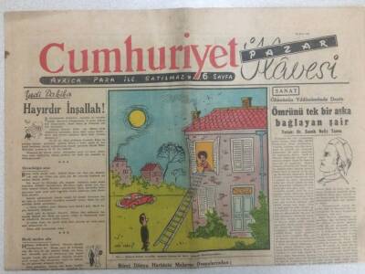 Cumhuriyet Gazetesi Pazar İlavesi 28 Eylül 1952 - Ölüm Yıldönümünde Dante GZ52230 - 1