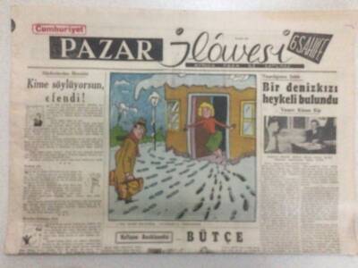 Cumhuriyet Gazetesi Pazar İlavesi 28 Şubat 1954 - Bir Denizkızı Heykeli Bulundu GZ52240 - 1