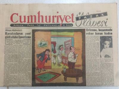 Cumhuriyet Gazetesi Pazar İlavesi 30 Mart 1952 - Boşanmada Rekor Kıran Kadın GZ52267 - 1