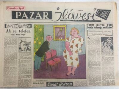 Cumhuriyet Gazetesi Pazar İlavesi 7 Kasım 1954 - Sanat Haftası GZ52209 - 1