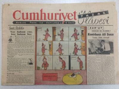 Cumhuriyet Gazetesi Pazar İlavesi 9 Aralık 1951 - Kontrbasçı Ali Sonat GZ52253 - 1