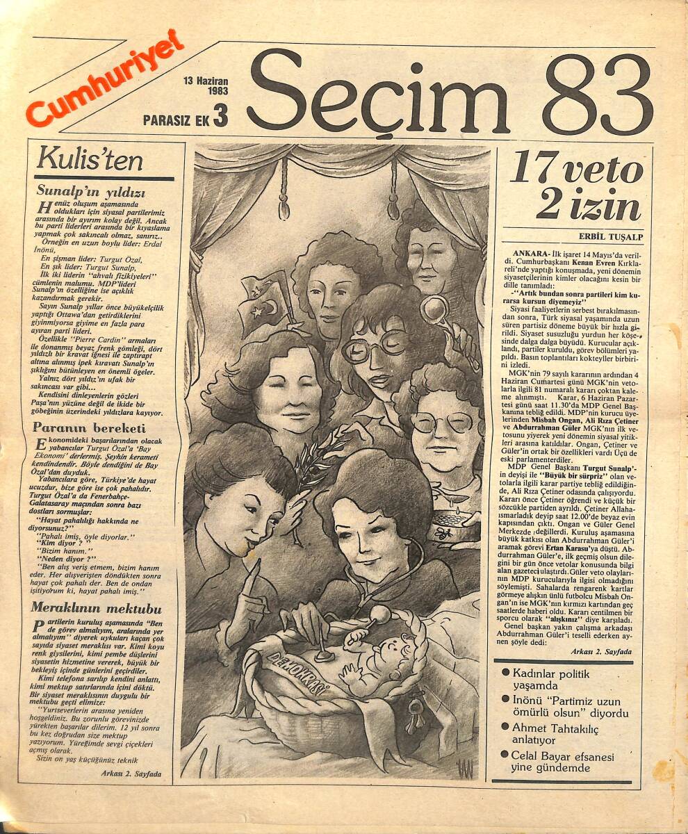 Cumhuriyet Gazetesi Seçim 83 Eki 13 Haziran 1983 - İnönü'nün Malvarlığı - Celâl Bayar Efsanesi Yine Gündemde GZ155386 - 1