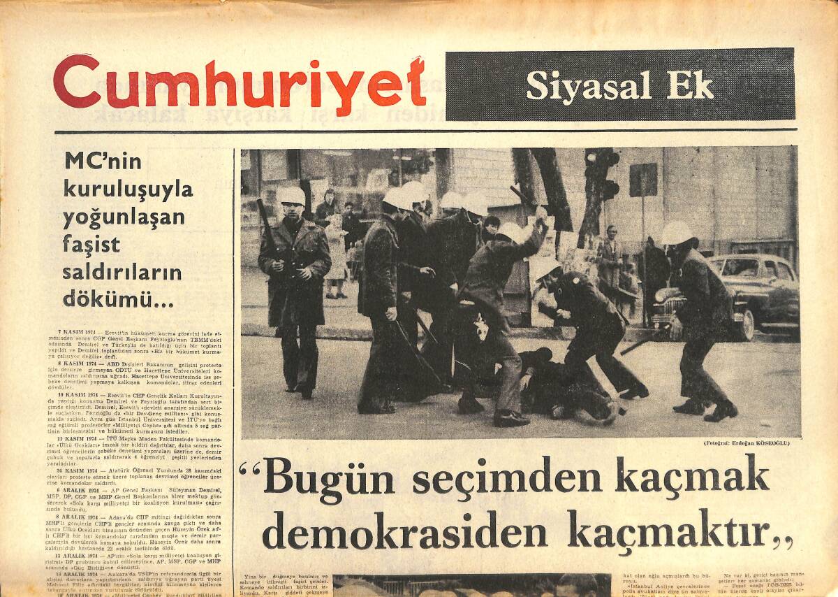 Cumhuriyet Gazetesi Siyasal Ek - MC'nin Kuruluşuyla Yoğunlaşan Faşist Saldırılarının Dökümü... GZ143720 - 1