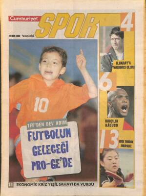 Cumhuriyet Gazetesi Spor Eki 21 Ekim 2008 - TFFden Dev Adım - Masa Tenisinde Avrupalıyız GZ127507 - 1