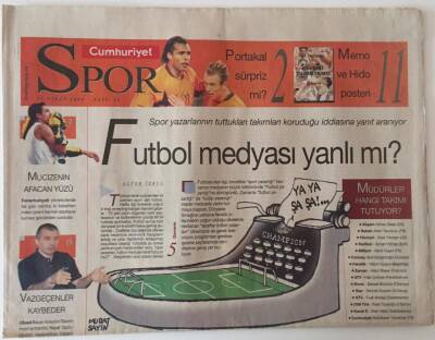 Cumhuriyet Gazetesi Spor Eki 21 Nisan 2004 - Futbol Medyası Yanlı Mı ? GZ25050 - 1