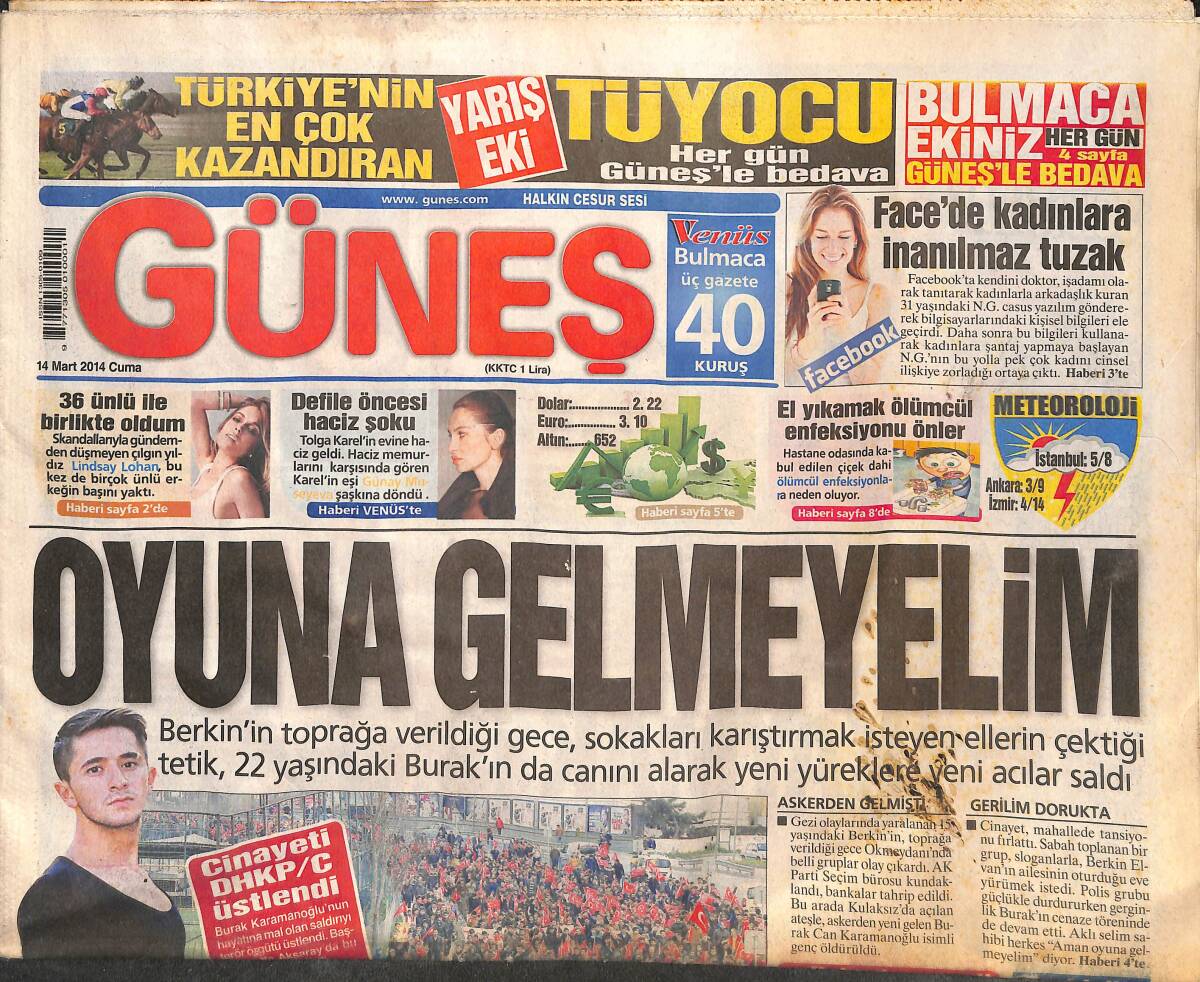 Cumhuriyet Gazetesi Yarış Eki 14 Mart 2014 - Facebook'ta Korkunç Tuzak! - Dar Yol Ölüm Getirdi - Trabzon, Sivas'a Döndü GZ135669 - 1