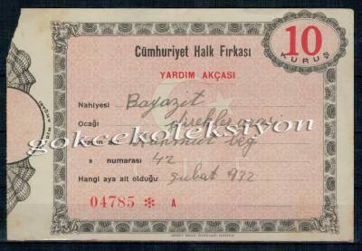 Cumhuriyet Halk Fırkası Yardım Akçası 10 Kuruş EFM402 - 1