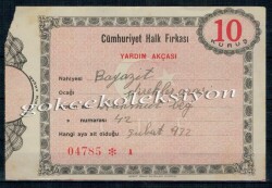 Cumhuriyet Halk Fırkası Yardım Akçası 10 Kuruş EFM402 - 2