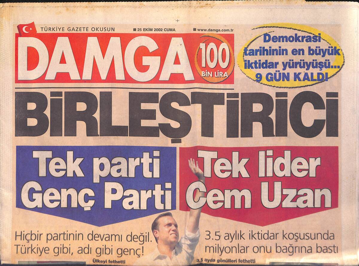Damga Gazetesi 25 Ekim 2002 - Galatasaraylı Futbolcuları 8 Günlük Kamp Hapsi - Galatasaray'da Lucescu ve Fatih Terim Tartışması GZ158602 - 1