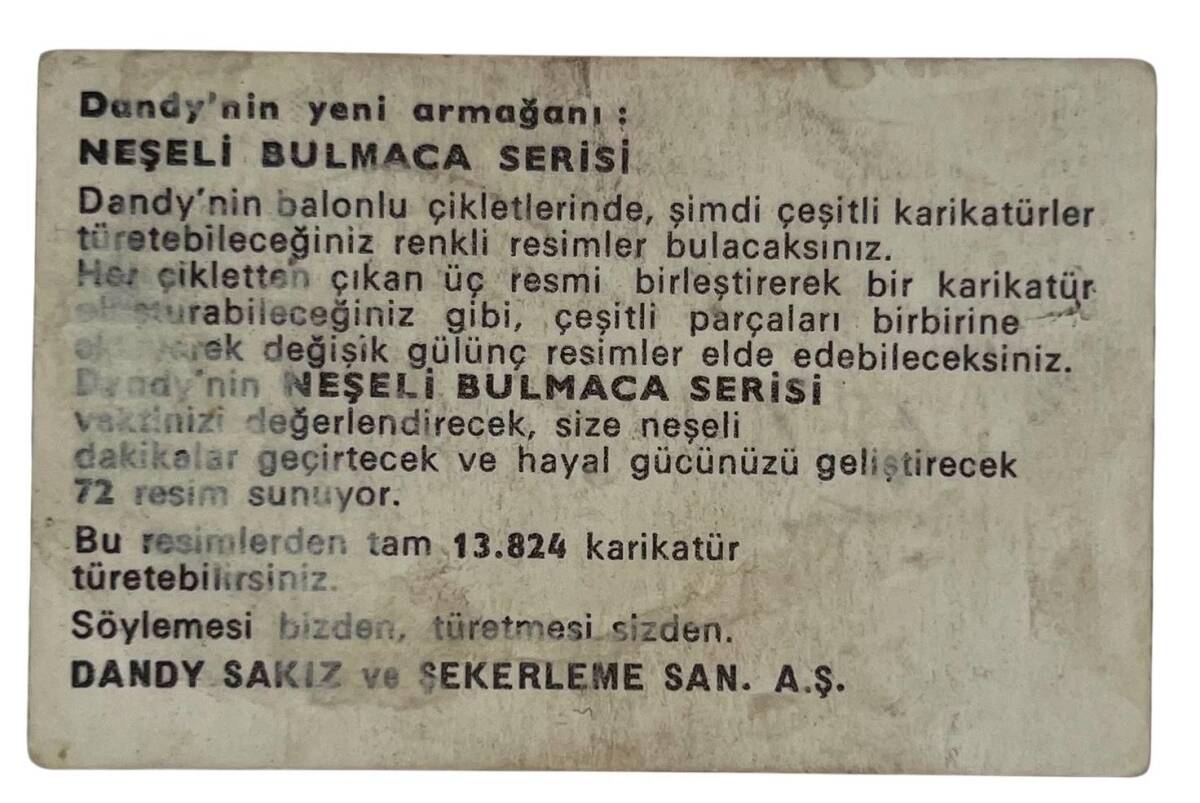 DANDY Sakızı 1960s Neşeli Bulmaca Serisi Seriisi Sakız Kağıdı Stickers No C 2 # SKZ1141 - 2