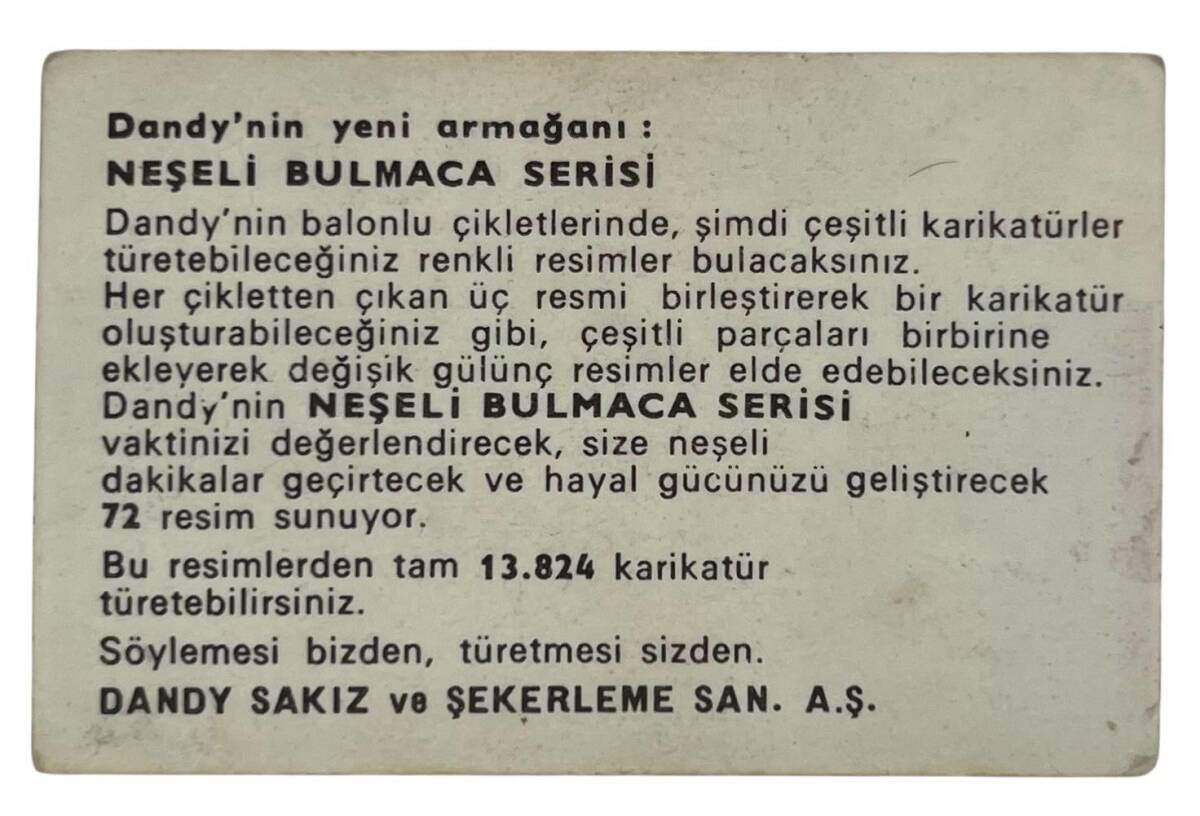 DANDY Sakızı 1960s Neşeli Bulmaca Serisi Seriisi Sakız Kağıdı Stickers No C 3 # SKZ1132 - 2
