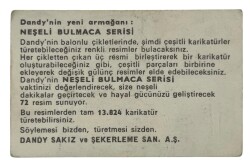 DANDY Sakızı 1960s Neşeli Bulmaca Serisi Seriisi Sakız Kağıdı Stickers No E 1 # SKZ1133 - 2