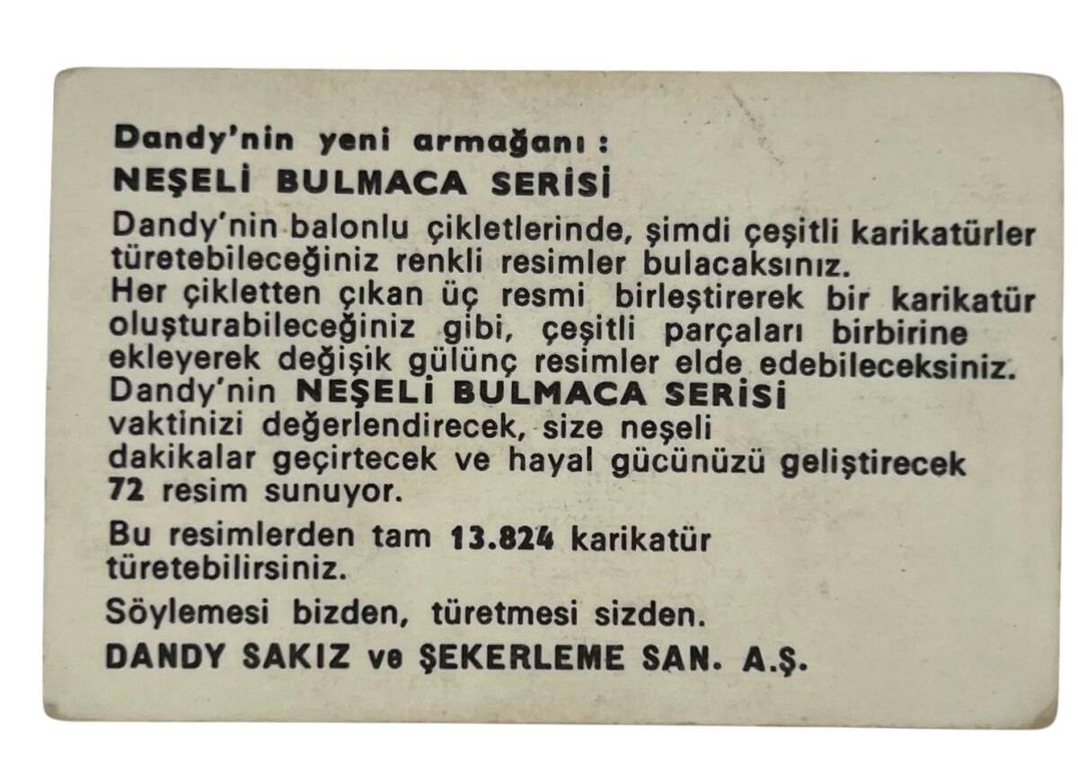 DANDY Sakızı 1960s Neşeli Bulmaca Serisi Seriisi Sakız Kağıdı Stickers No F 1 # SKZ1150 - 2