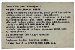 DANDY Sakızı 1960s Neşeli Bulmaca Serisi Seriisi Sakız Kağıdı Stickers No F1 # SKZ1098 - 2