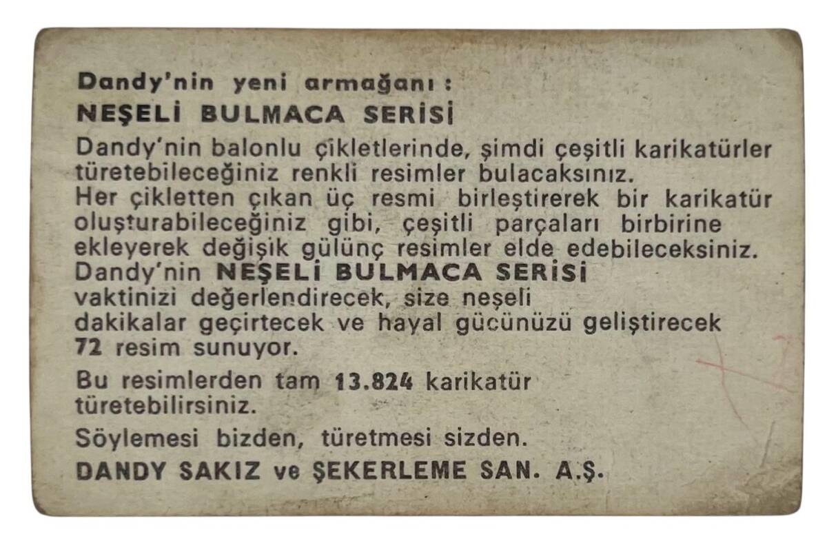 DANDY Sakızı 1960s Neşeli Bulmaca Serisi Seriisi Sakız Kağıdı Stickers No H 1 # SKZ1152 - 3