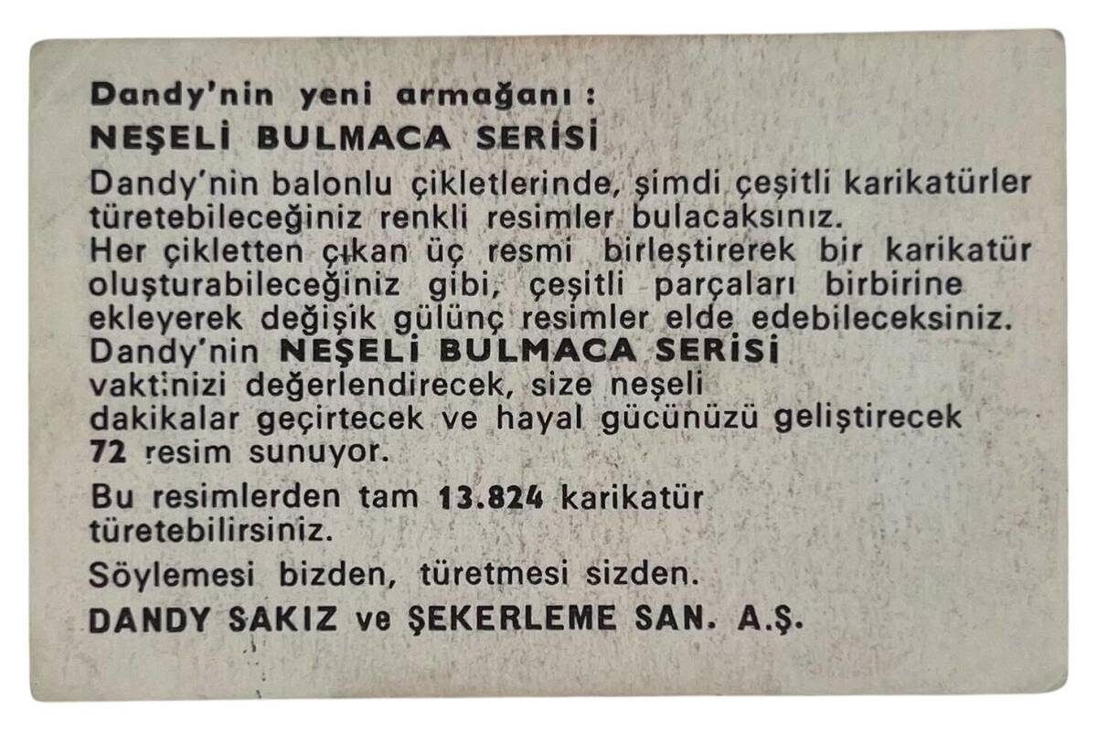 DANDY Sakızı 1960s Neşeli Bulmaca Serisi Seriisi Sakız Kağıdı Stickers No H 2 # SKZ1129 - 2