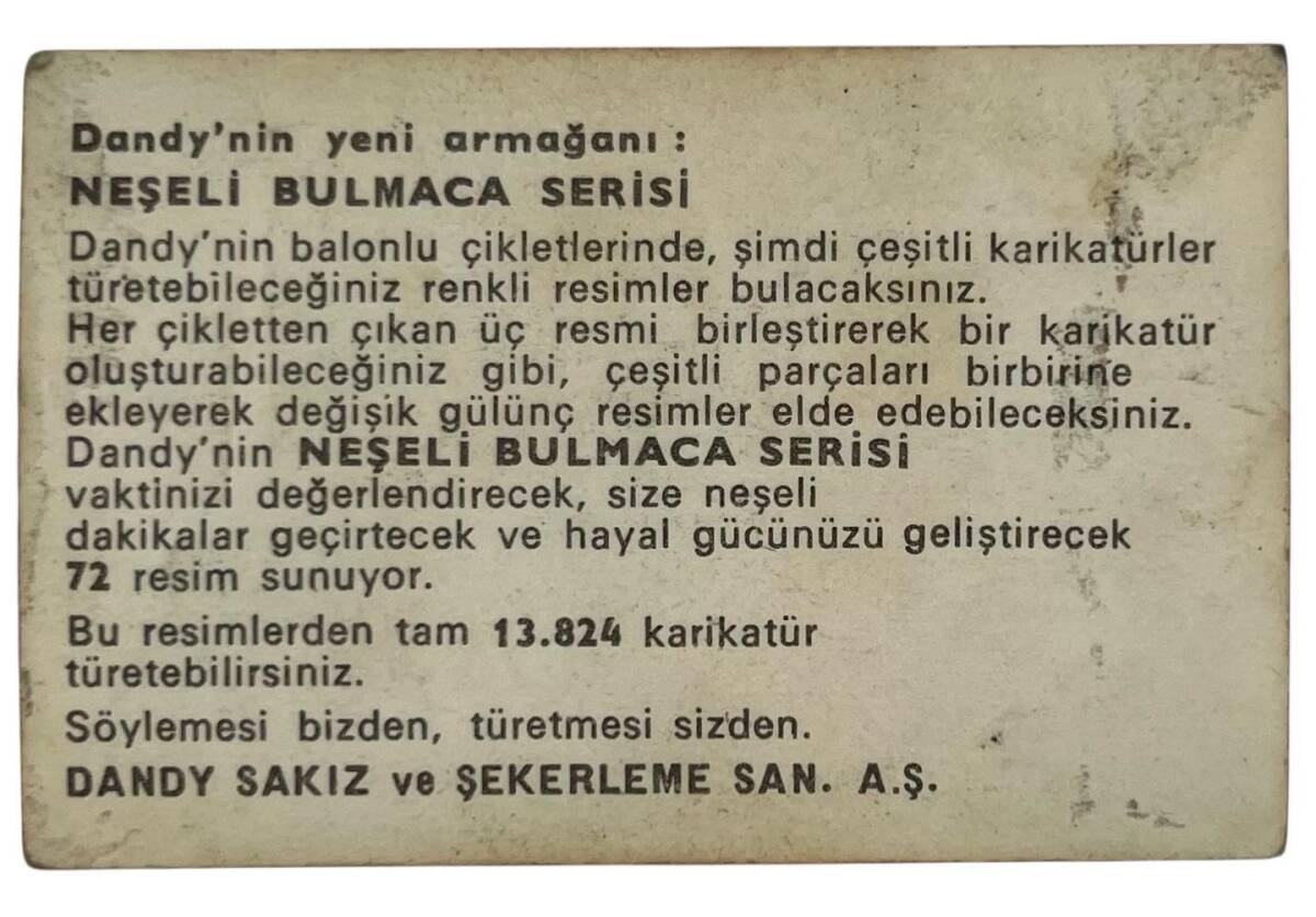 DANDY Sakızı 1960s Neşeli Bulmaca Serisi Seriisi Sakız Kağıdı Stickers No H 3 # SKZ1115 - 2