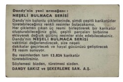 DANDY Sakızı 1960s Neşeli Bulmaca Serisi Seriisi Sakız Kağıdı Stickers No K1 # SKZ1108 - 2