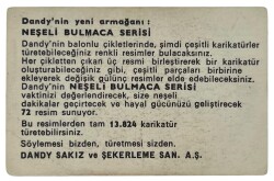 DANDY Sakızı 1960s Neşeli Bulmaca Serisi Seriisi Sakız Kağıdı Stickers No N 2 # SKZ1153 - 2