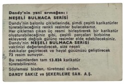 DANDY Sakızı 1960s Neşeli Bulmaca Serisi Seriisi Sakız Kağıdı Stickers No N 3 # SKZ1113 - 2