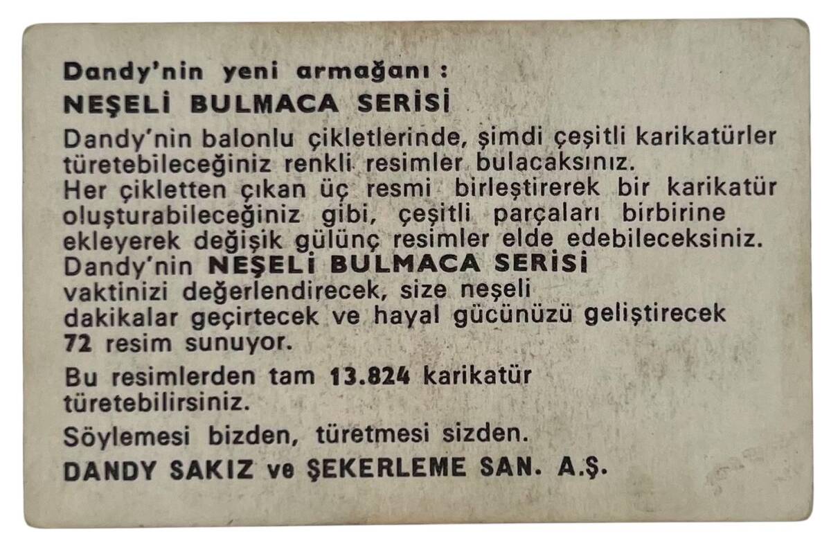 DANDY Sakızı 1960s Neşeli Bulmaca Serisi Seriisi Sakız Kağıdı Stickers No O 1 # SKZ1120 - 2