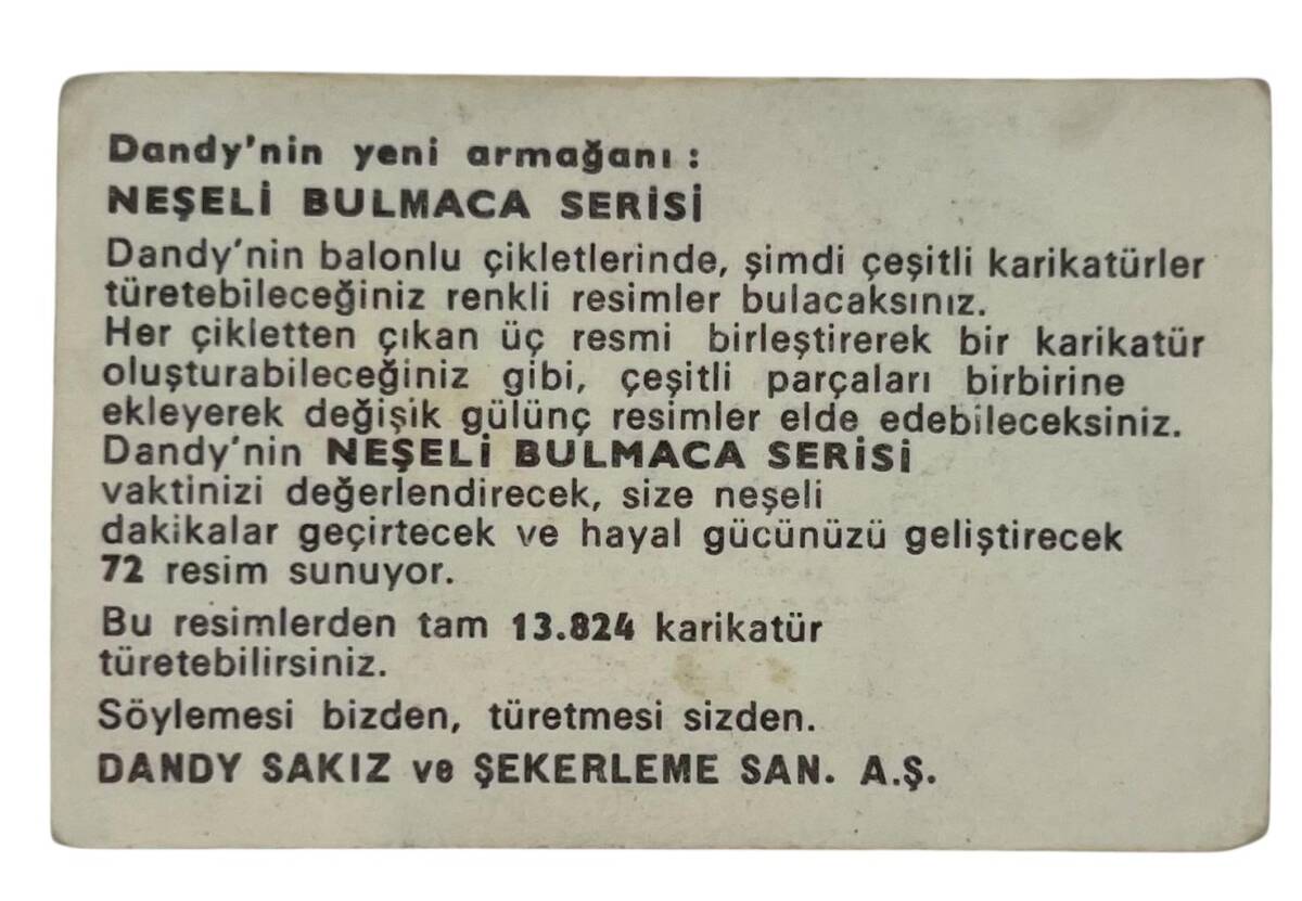 DANDY Sakızı 1960s Neşeli Bulmaca Serisi Seriisi Sakız Kağıdı Stickers No O 2 # SKZ1145 - 2