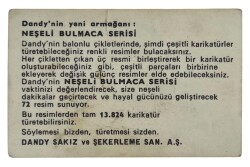 DANDY Sakızı 1960s Neşeli Bulmaca Serisi Seriisi Sakız Kağıdı Stickers No O 1 # SKZ1136 - 2