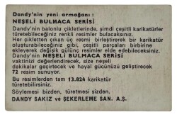 DANDY Sakızı 1960s Neşeli Bulmaca Serisi Seriisi Sakız Kağıdı Stickers No S 3 # SKZ1137 - 2