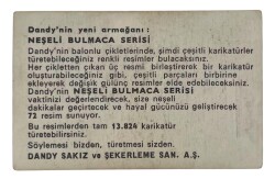 DANDY Sakızı 1960s Neşeli Bulmaca Serisi Seriisi Sakız Kağıdı Stickers No X 2 # SKZ1154 - 2