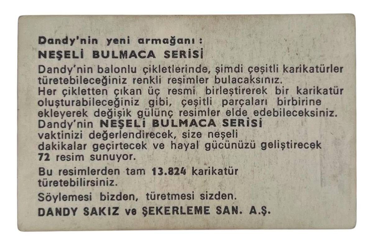 DANDY Sakızı 1960s Neşeli Bulmaca Serisi Seriisi Sakız Kağıdı Stickers No X 2 # SKZ1154 - 2