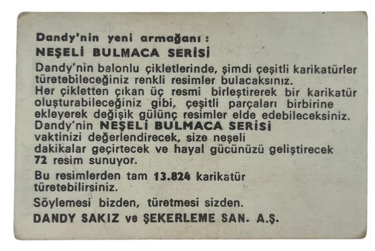 DANDY Sakızı 1960s Neşeli Bulmaca Serisi Seriisi Sakız Kağıdı Stickers No Y 3 # SKZ1130 - 2