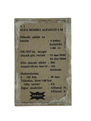 DANDY Sakızı Otomobiller Serisi -ALFA ROMEO ALFASUD M- No A # SKZ11724 - 2