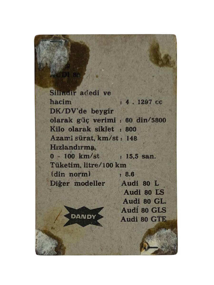 DANDY Sakızı Otomobiller Serisi -AUDI 80 - No A 129 # SKZ1693 - 2