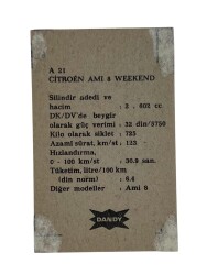 DANDY Sakızı Otomobiller Serisi -CITOEN AMI 8 WEEKEND - No A 21 # SKZ11702 - 2