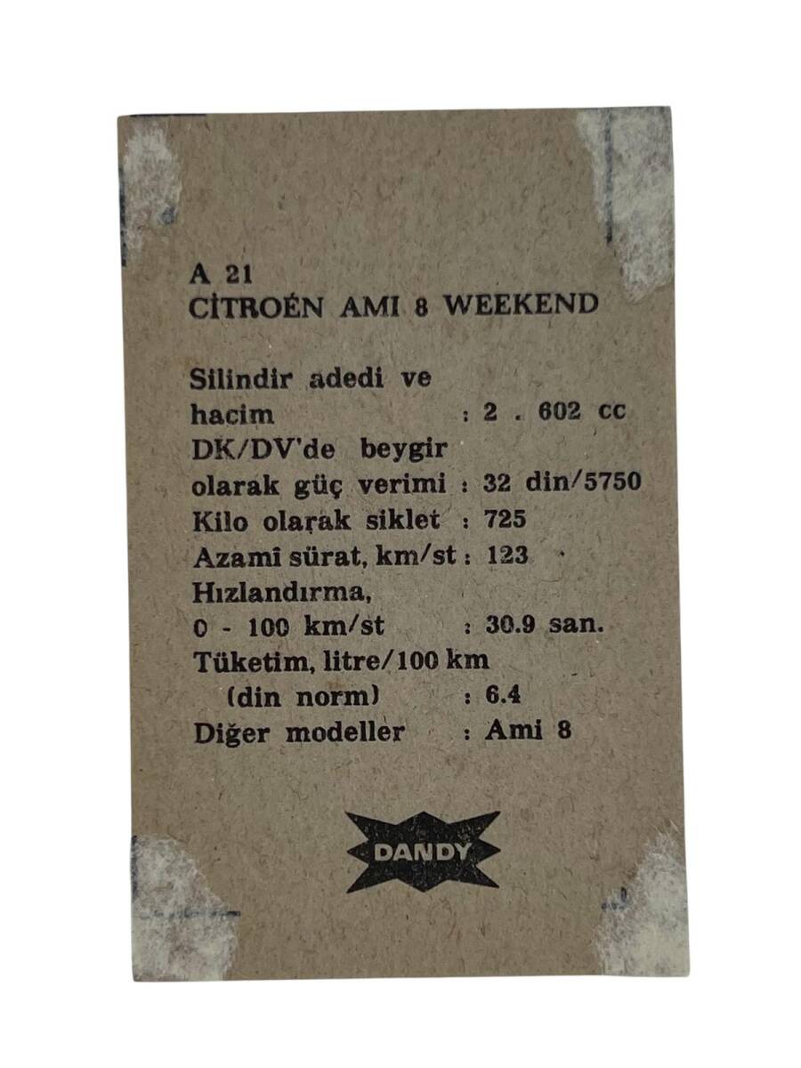DANDY Sakızı Otomobiller Serisi -CITOEN AMI 8 WEEKEND - No A 21 # SKZ11702 - 2